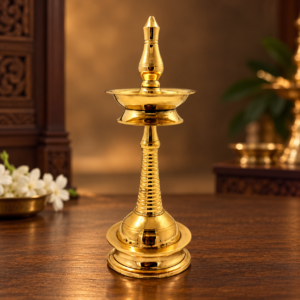 Vilakku (Polished Golden Brass Oil Lamp)